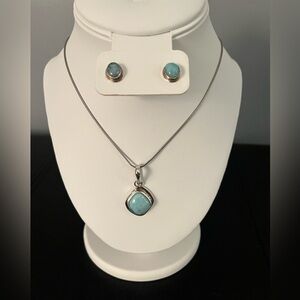 Larimar Pendant Necklace and Earrings Set